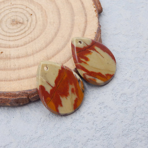 Natural Mookaite Jasper Earring Beads 20x15x2mm, 2.6g