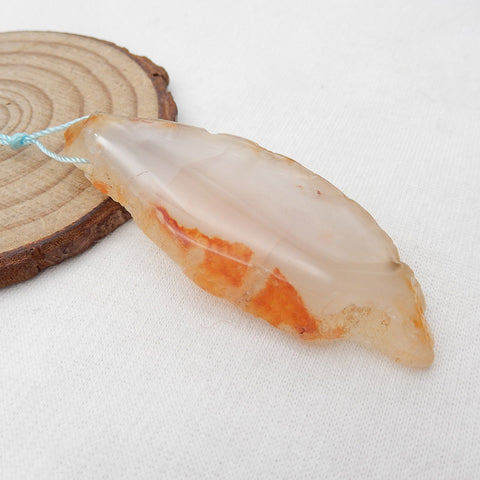 Perle pendentif en agate rouge naturelle, 60 x 24 x 10 mm, 19,8 g