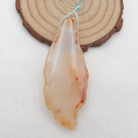 Perle pendentif en agate rouge naturelle, 60 x 24 x 10 mm, 19,8 g