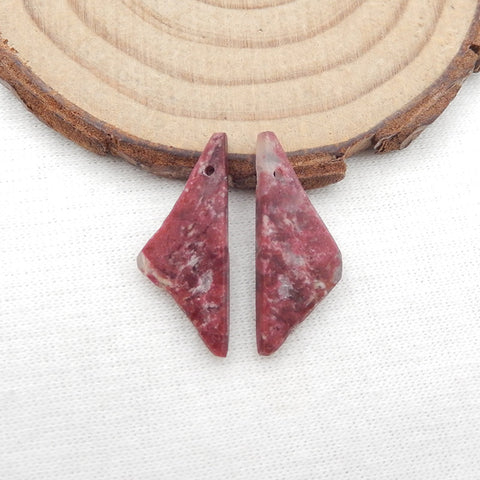 Paire de boucles d'oreilles en thulite, pierre pour la fabrication de boucles d'oreilles, 23x10x2mm, 2.1g