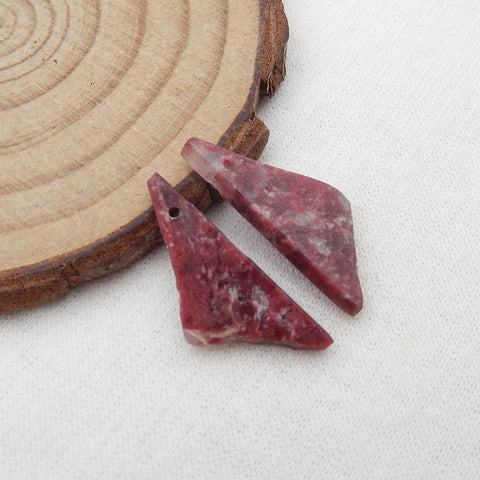 Paire de boucles d'oreilles en thulite, pierre pour la fabrication de boucles d'oreilles, 23x10x2mm, 2.1g