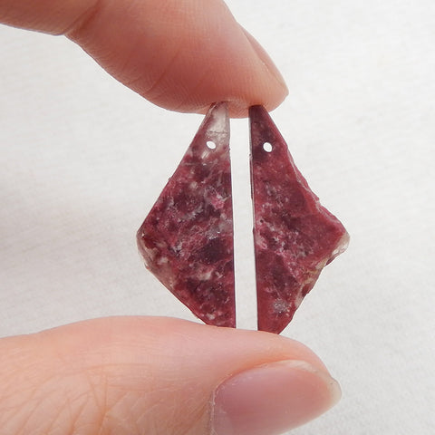 Paire de boucles d'oreilles en thulite, pierre pour la fabrication de boucles d'oreilles, 23x10x2mm, 2.1g