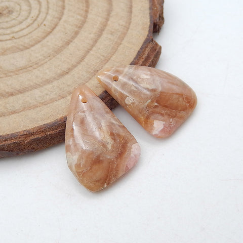 Natural Argentina Rhodochrosite Earring Beads 18X14X3mm, 3.5g