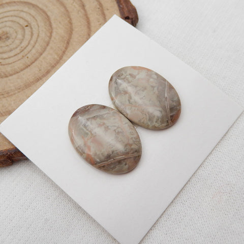 Natural Crazy Lace Agate Cabochons Paired 18x13x3mm, 2.7g