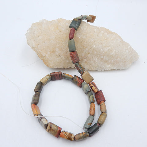 1 Strand of Natural Multi-Color Picasso Jasper Beads for Necklace 14x10mm