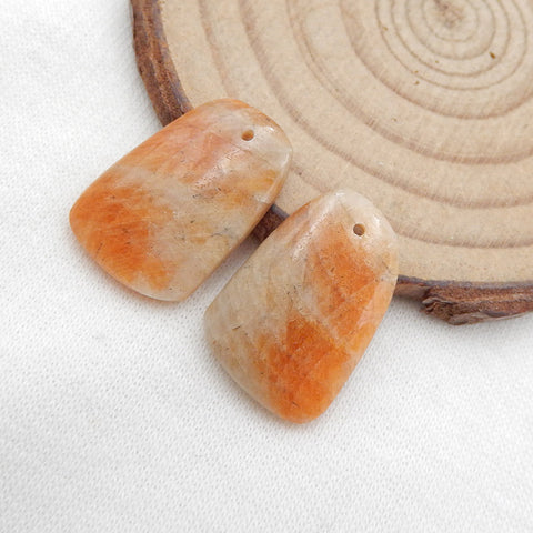 Natural Heliolite Sunstone Earring Beads 20x15x4mm, 4.7g