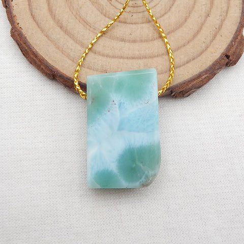 Natural Larimar Pendant Bead 27x17x7mm, 7.8g