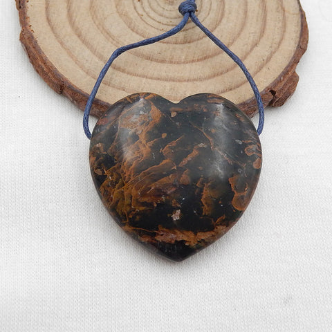 Perle pendentif coeur percé en agate verte naturelle, 33x33x9mm, 15.9g