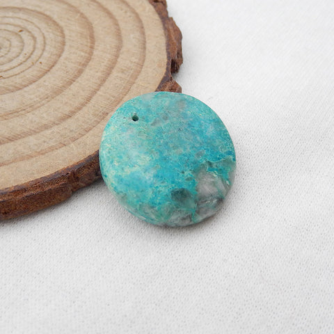 Natural Chrysocolla Pendant Bead 21x21x5mm, 4.0g