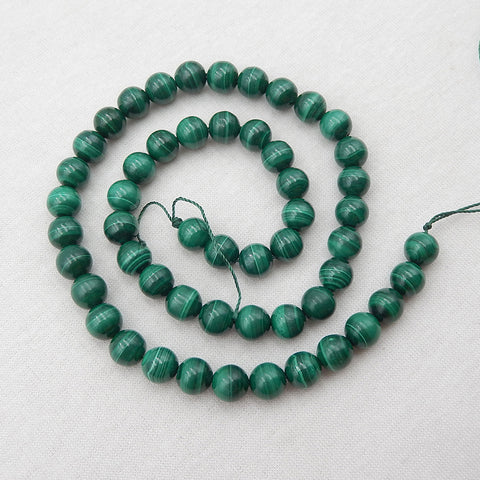 8mm Malachite Loose Round Beads For DIY Jewelry Making, 1 Strand, 40cm