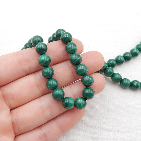 8mm Malachite Loose Round Beads For DIY Jewelry Making, 1 Strand, 40cm