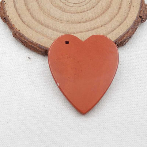 Perle pendentif coeur percé en jaspe de rivière rouge naturel, 32x28x4mm, 7.5g