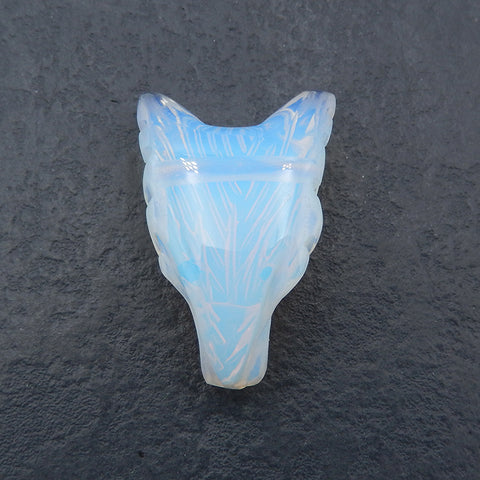 Pierre pendentif tête de loup sculptée à la main en opalite, 36x25x13mm, 8.0g