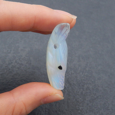 Opalite 手工雕刻狼头吊坠石，36x25x13mm，8.0g