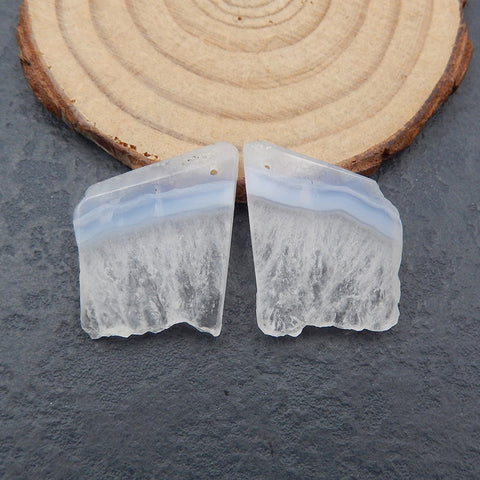 Blue Lace Agate Boucles d'oreilles Stone Pair, pierre pour la fabrication de boucles d'oreilles, 19x11x3.5mm, 2.5g