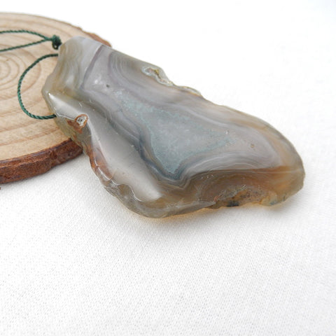 Natural Banded Agate Pendant Bead 60x35x9mm, 31.9g