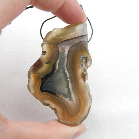 Natural Banded Agate Pendant Bead 60x35x9mm, 31.9g