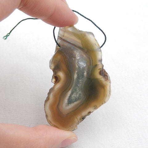 Natural Banded Agate Pendant Bead 60x35x9mm, 31.9g