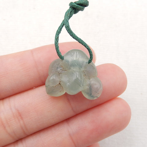 Natural Prehnite Pendant Bead 17x20x11mm, 5.2g