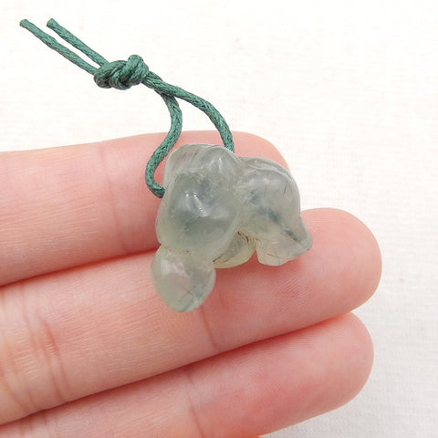 Natural Prehnite Pendant Bead 17x20x11mm, 5.2g