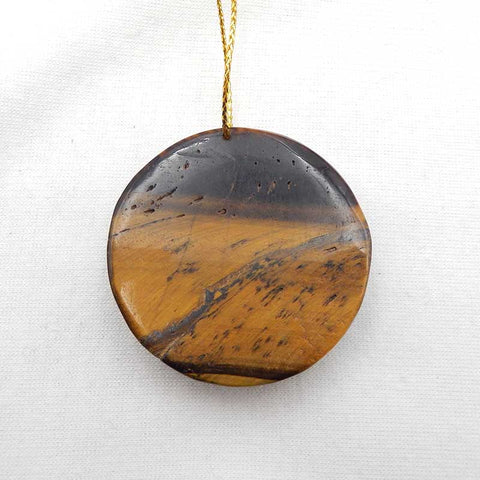 Natural Tiger's Eye Jasper Carved tiger Pendant Bead 45x45x12mm, 37.2g