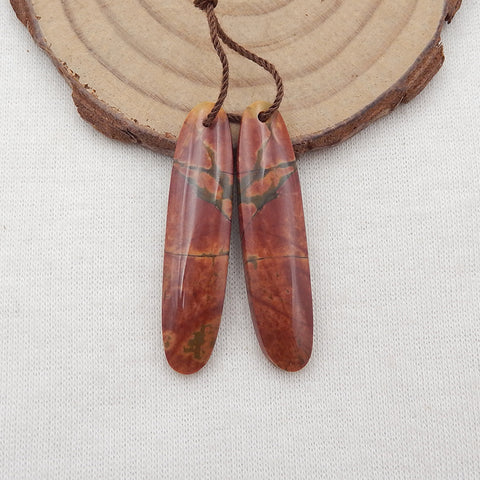 Natural Red Creek Jasper Earring Beads 37x9x4mm, 5.1g