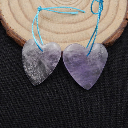 Natural Amethyst Heart Earring Beads,19x19x4mm, 4.7g