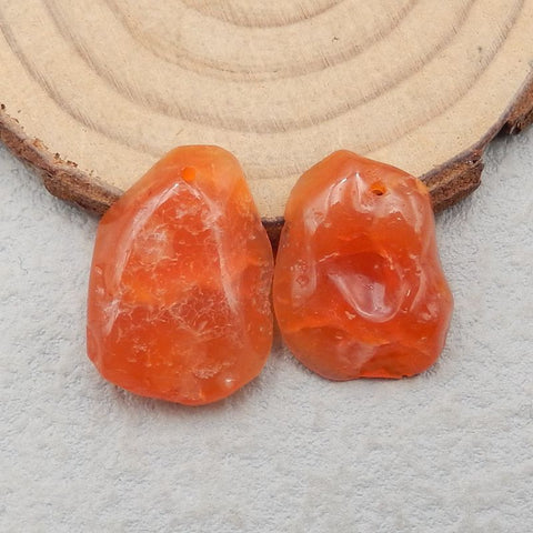 Natural Red Agate Earring Beads 24x17x7mm, 21x16x5mm, 9g