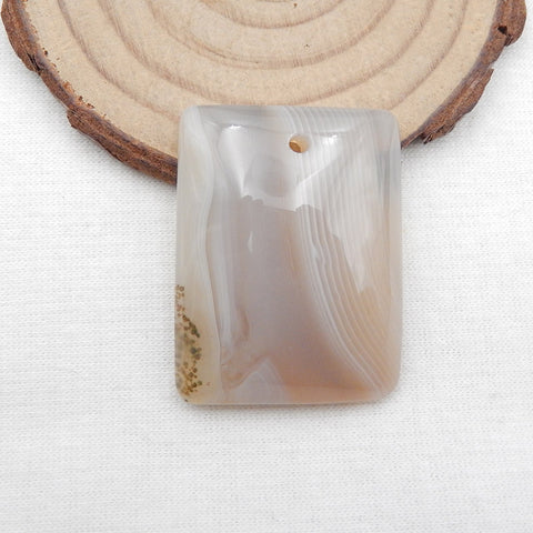 Perle pendentif percée en agate à rayures naturelles, 36 x 27 x 8 mm, 15,1 g