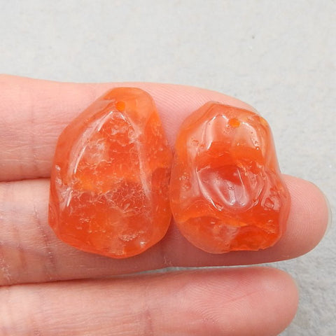 Natural Red Agate Earring Beads 24x17x7mm, 21x16x5mm, 9g