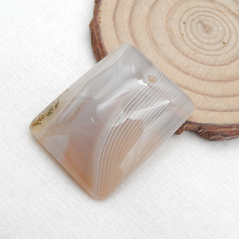 Perle pendentif percée en agate à rayures naturelles, 36 x 27 x 8 mm, 15,1 g