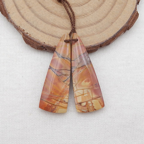 Natural Red Creek Jasper Earring Beads 30-45mm, long triangle