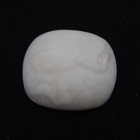 Natural And Exquisite Hand Carved White Jade Pendant Beads. 39X35X8mm, 18.8g