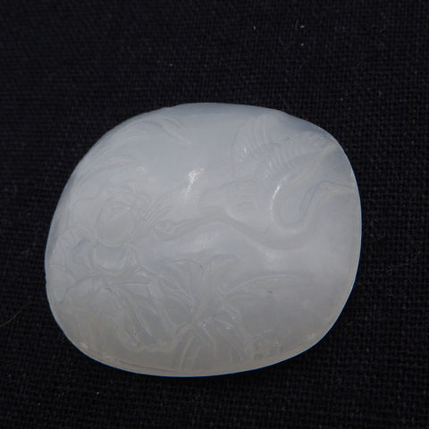 Perles de pendentif en jade blanc sculptées à la main naturelles et exquises. 40X36X9mm, 19.9g