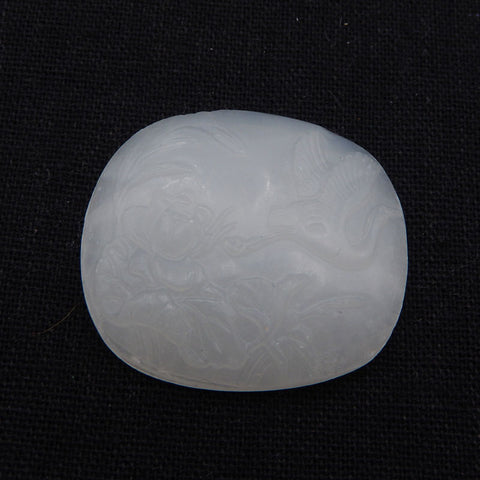 Natural White Jade Cabochon 40X36X9mm, 19.9g