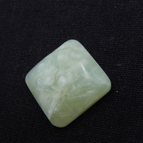 Cabochon de fleur sculptée en jade néphrite en pierre naturelle, 25X25X10mm, 9.9g