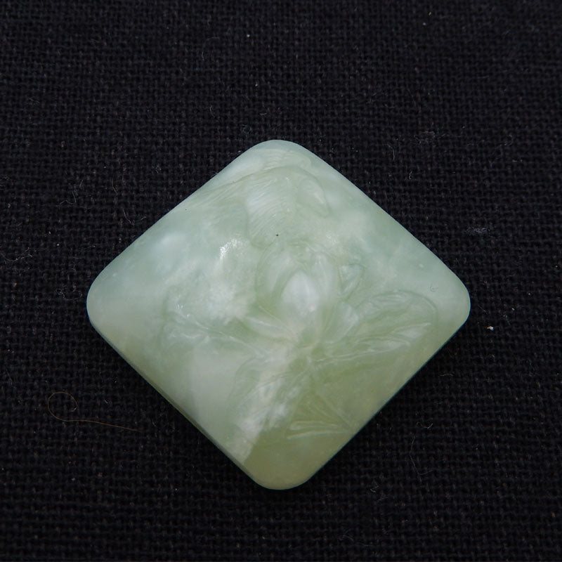 Natural Nephrite Jade Carved flower Cabochon 25X25X10mm, 9.9g