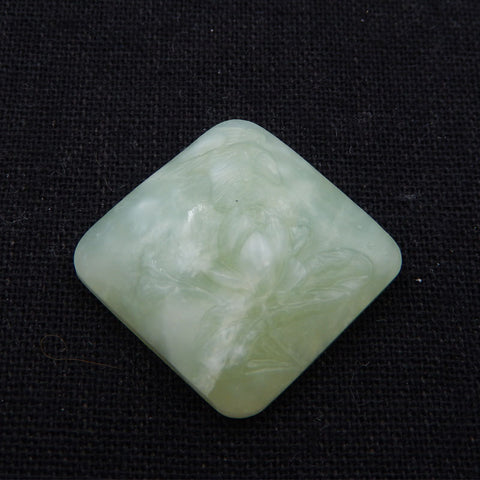 Cabochon de fleur sculptée en jade néphrite en pierre naturelle, 25X25X10mm, 9.9g