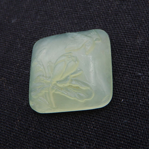 Cabochon de fleur de jade néphrite en pierre naturelle sculptée à la main, 26 x 26 x 10 mm, 9,7 g