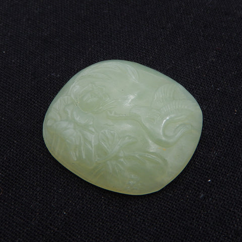 Natural Nephrite Jade Carved flower Cabochon 40X35X8mm, 18.4g