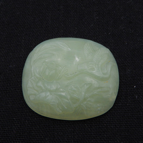 Cabochon rond en pierre naturelle de jade néphrite sculpté à la main, 40 x 35 x 8 mm, 18,4 g