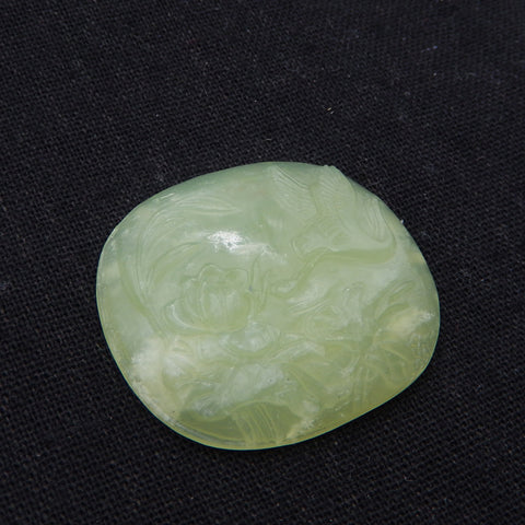 Natural Nephrite Jade Carved Flower Cabochon 41×36×9mm, 19.4g