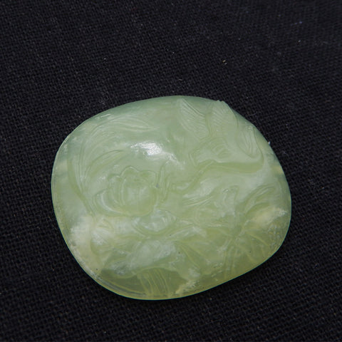 Natural Nephrite Jade Carved flower Cabochon 41X36X9mm, 19.4g