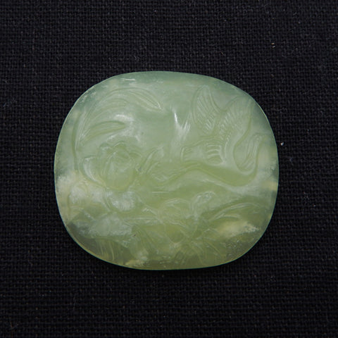 Natural Nephrite Jade Carved Flower Cabochon 41×36×9mm, 19.4g