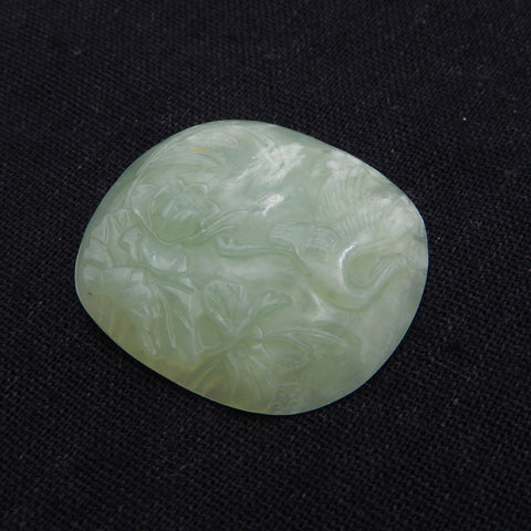 Natural Nephrite Jade Carved Flower Cabochon,39×35×7mm, 14.8g