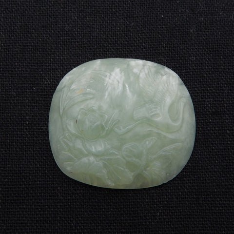 Natural Nephrite Jade Carved Flower Cabochon,39×35×7mm, 14.8g