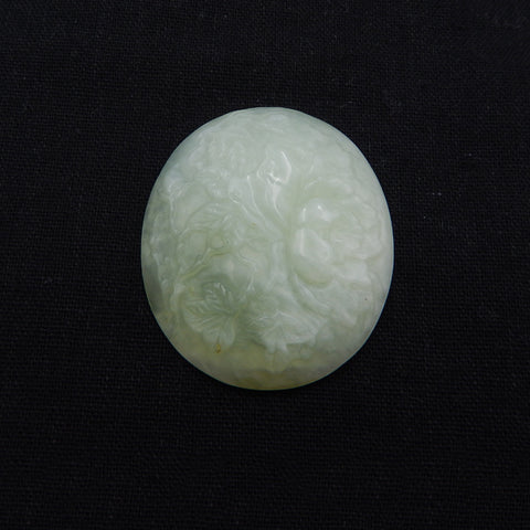 Natural Nephrite Jade Carved Flower Cabochon ,51×45×10mm, 34.1g