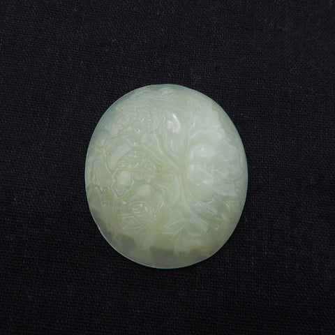 Natural Nephrite Jade Carved Flower Cabochon, 51×44×10mm, 32.4g