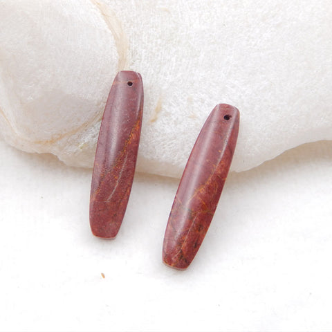 Natural Red Creek Jasper Earring Beads 35X8X4mm, 4.7g