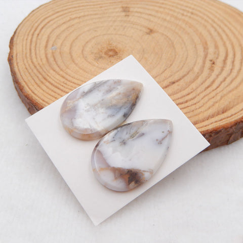 Natural Dendritic Agate Cabochons Paired 28X18X3mm, 5.4g